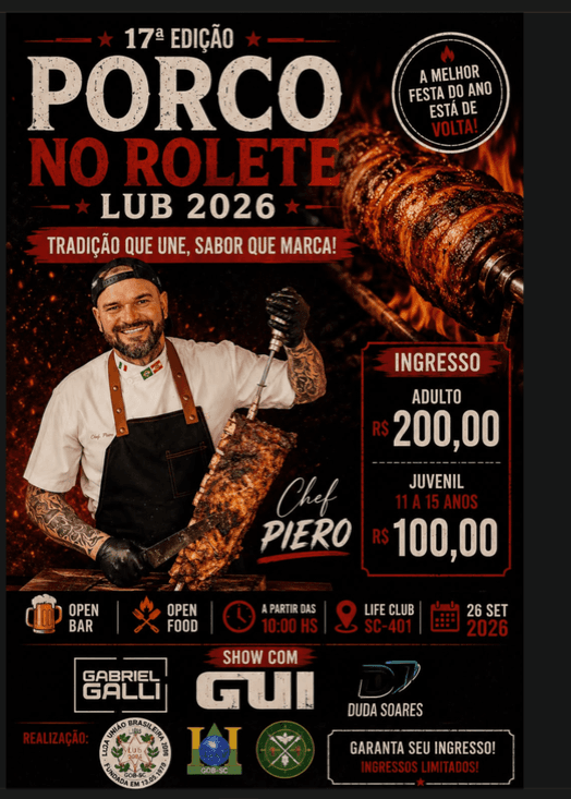 Cartaz Porco no Rolete 17ª Edição · LUB 2026